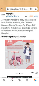 Electric Balance Bike for Kids with Bubble Blowing Fun