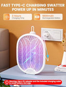 Dual Function Electric Fly Swatter 4000V, Insect Zapper Racket, White