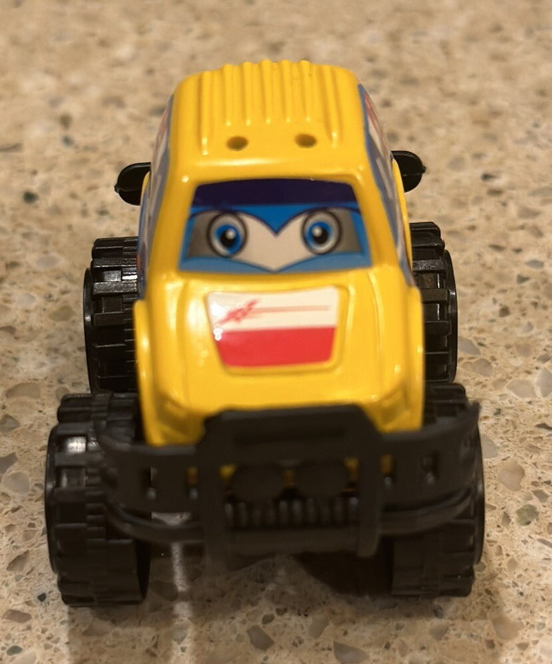 Set of 2 Micro Pull-Back Cars 2-Inch – Yellow SUV Racer & Black Police Car