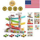 Wooden Race Track Set with Parking Area: Perfect Present for Kids Aged 2-4