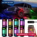 8Pods RGB Rock Lights with Full Angle Illumination for Trucks, UTVs, ATVs, SUVs, Boats, and Golf Carts, App Control