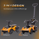 Lamborghini Orange 2-in-1 Ride-On Push Car for Toddlers Ages 1-3
