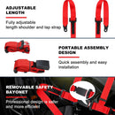4-Point Safety Harness Set - 2 Inch for Go Karts, UTVs, ATVs, Racing Red