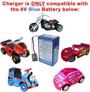 6V Blue Battery Charger for Power Wheels - Model 00801-1457, 1868, 1900, 0336