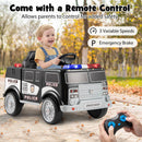 Police-Themed Ride-On Car for Kids with 3 Speed Settings, Megaphone, Music, FM Radio, and Flashing Lights