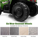 12V Children’s Ride-On Tractor with Trailer, Ground Loader, Remote Control & Lights - Dark Green