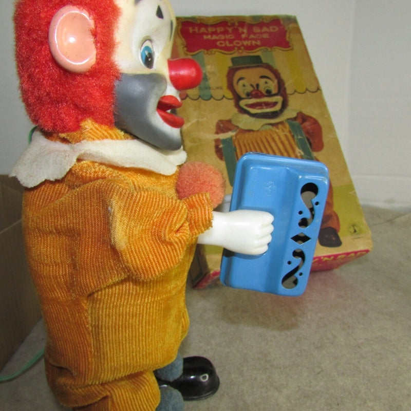 Battery Operated Magic Face Clown Toy with Happy and Sad Expressions in Original Box from Japan