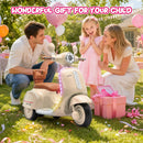 Beige 12V Electric 3-Wheel Scooter for Kids with Bluetooth and LED Lights, Ages 3-6