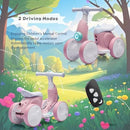 WANGWANGWANG Pink 6V Electric Balance Bike with 4 Wheels and Remote Control