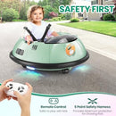 12V Green Toddler Bumper Car with Remote Control, 360 Spin and LED Lights