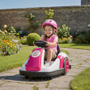 Qaba Pink Electric Bumper Car for Kids with Large Wheels