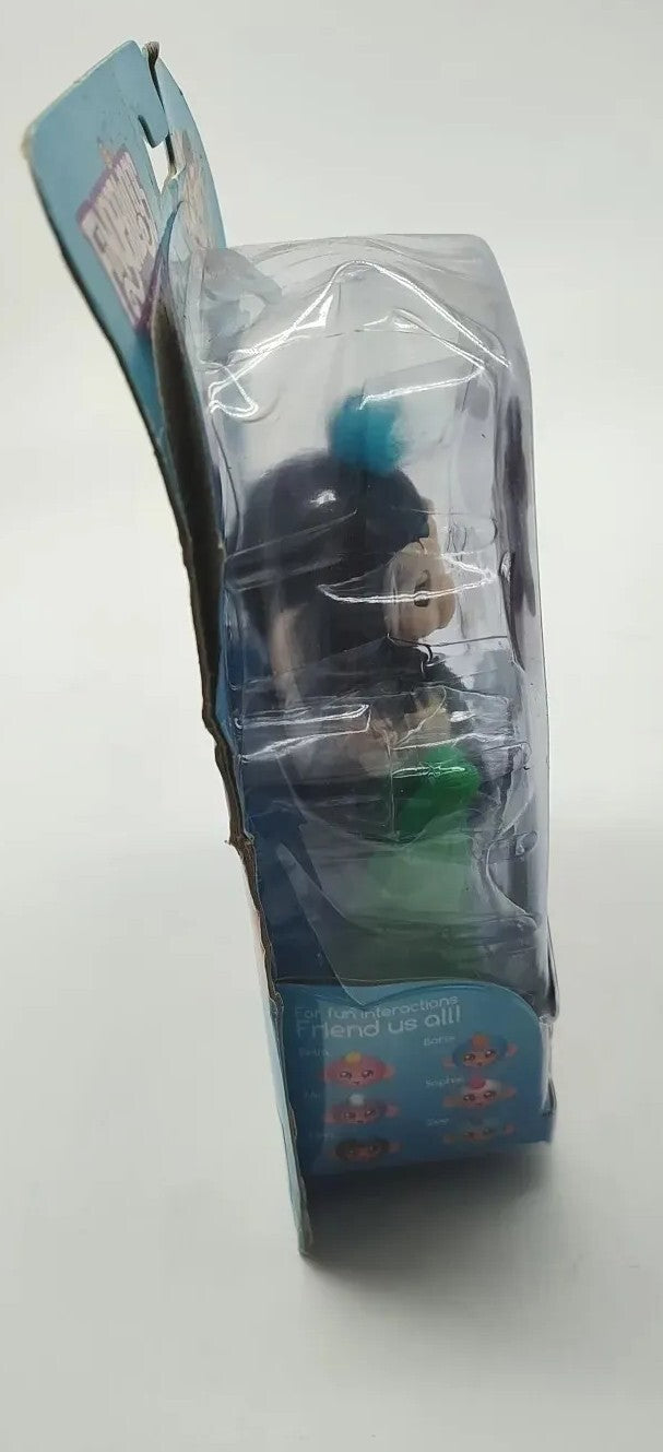 Interactive Baby Monkey Toy – Black with Blue Hair, Finger Sensing and Playful Sounds