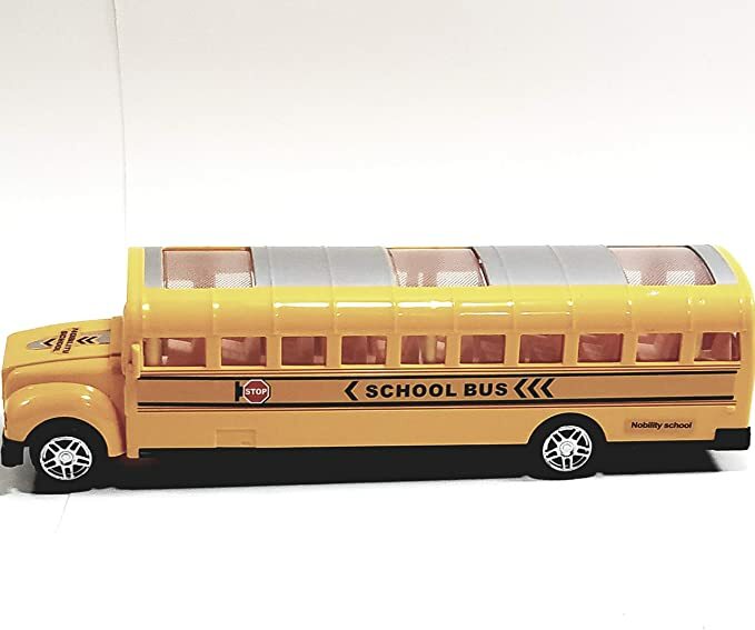 8" Battery Operated Yellow School Bus Toy with Lights, Sounds, and Bump & Go Action