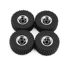 REDSPIDER 1.0" Black Beadlock Wheel and Tire Set, 57x25mm, 4 Pieces for RC Crawlers