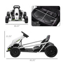 White 24V Electric Drift Go Kart for Children Aged 8 to 12 with Dual Speed Options