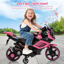 Pink Electric Ride-On Motorcycle for Kids with Training Wheels