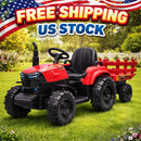 12V Ride-On Electric Tractor with Detachable Trailer and 7-LED Headlights for Toddlers