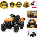 JCB 24V Kids Electric Ride-On Tractor with Remote Control Trailer - Yellow - 400W