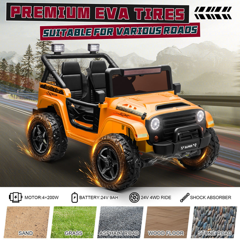 Kids Electric Ride-On Truck 24V 9AH Battery 4WD/2WD Multi-Color Power Car