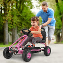 Costzon Kids' 4-Wheel Pedal Go Kart with Adjustable Seat and Handbrake in Pink