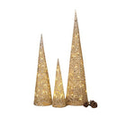 3-Piece Gold Glittered Illuminated Christmas Cone Tree Set - 32" and 24" Magic Cars 1