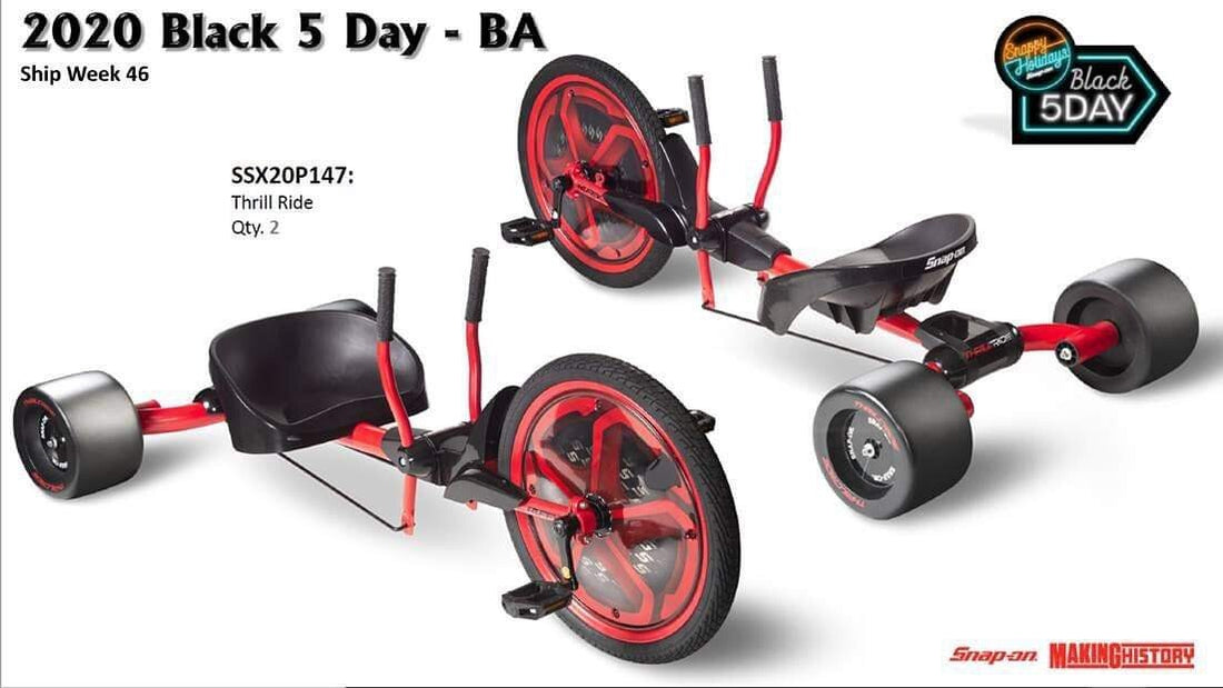 Thrill Ride Ride-On Tricycle and Scooter Set with Snap-On Tools in Ori