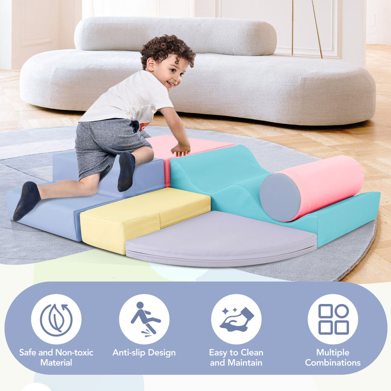 Soft Climb and Crawl Foam Playset 6-in-1 Soft Play Equipment for Active Play Magic Cars 4