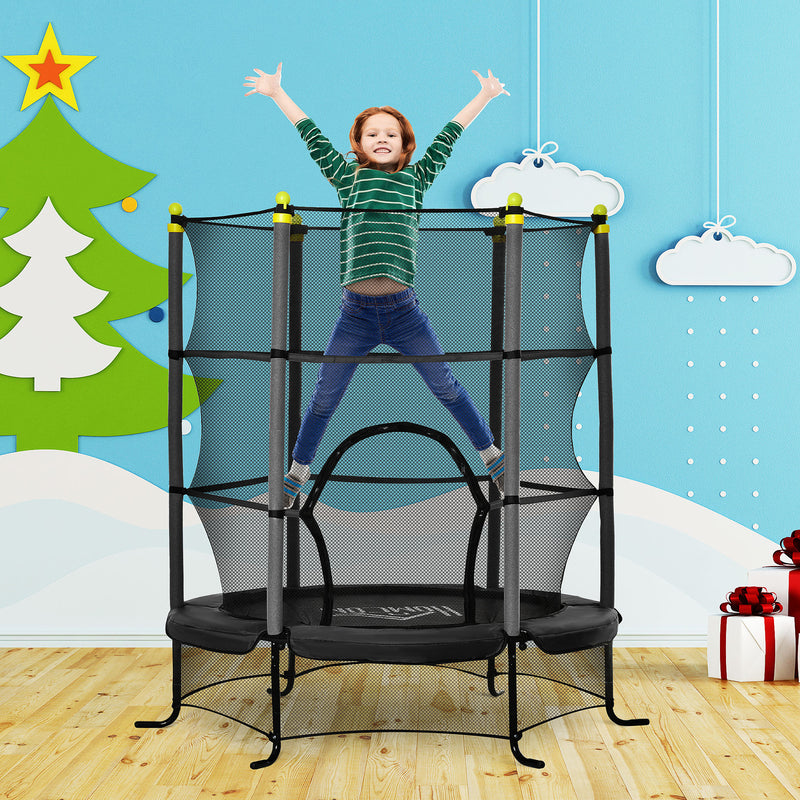 5.3' Kids Indoor Trampoline 64" with Safety Enclosure Magic Cars 1