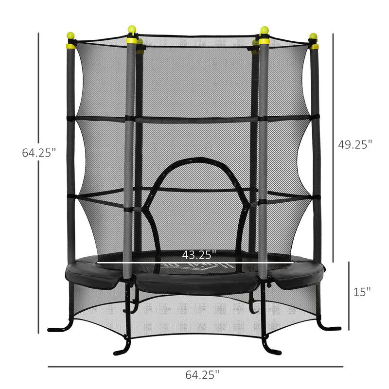 5.3' Kids Indoor Trampoline 64" with Safety Enclosure Magic Cars 2