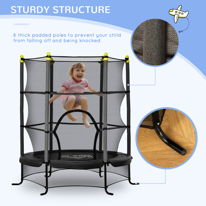 5.3' Kids Indoor Trampoline 64" with Safety Enclosure Magic Cars 4