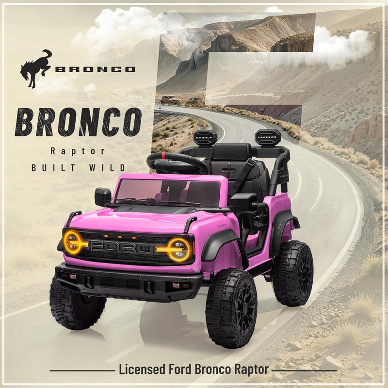 12V Electric Ford Bronco Ride-On Car with Remote Control and Safety Seat Belt for Ages 3-8 Magic Cars 3