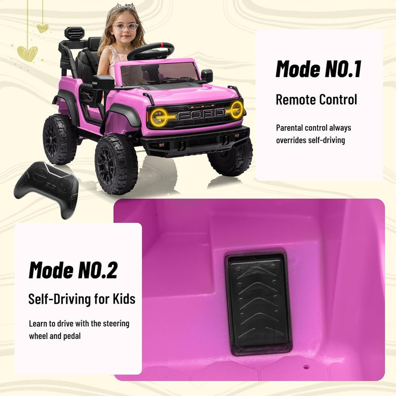 12V Electric Ford Bronco Ride-On Car with Remote Control and Safety Seat Belt for Ages 3-8 Magic Cars 5