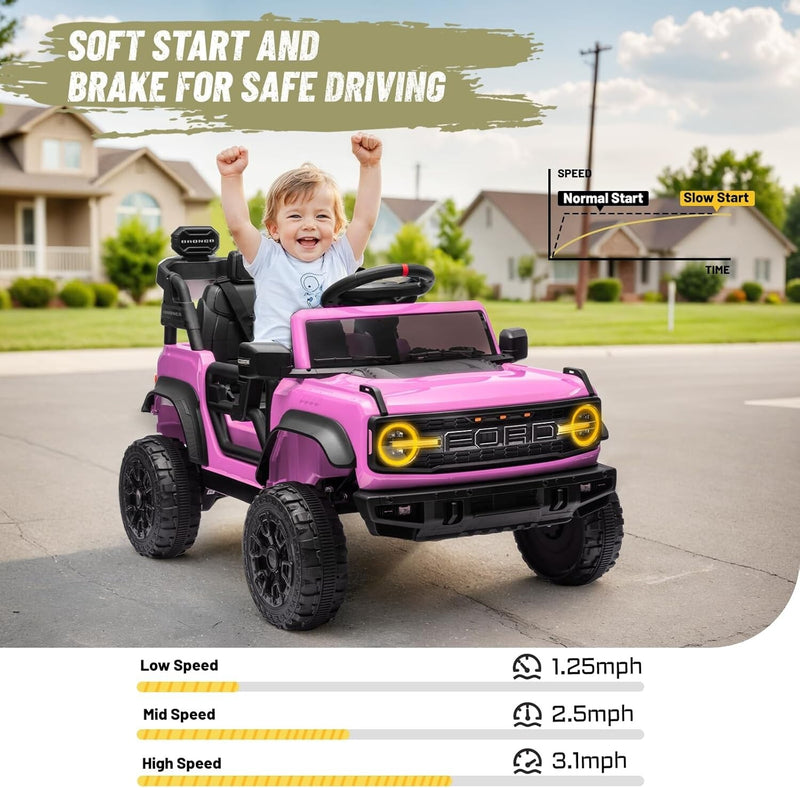 12V Electric Ford Bronco Ride-On Car with Remote Control and Safety Seat Belt for Ages 3-8 Magic Cars 7