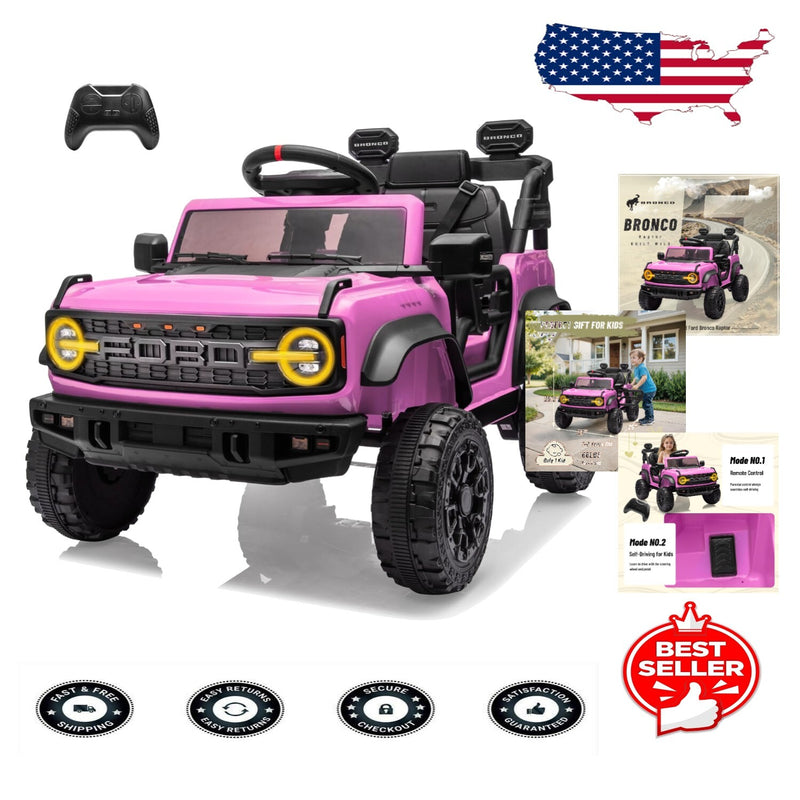 12V Electric Ford Bronco Ride-On Car with Remote Control and Safety Seat Belt for Ages 3-8 Magic Cars Variant 0