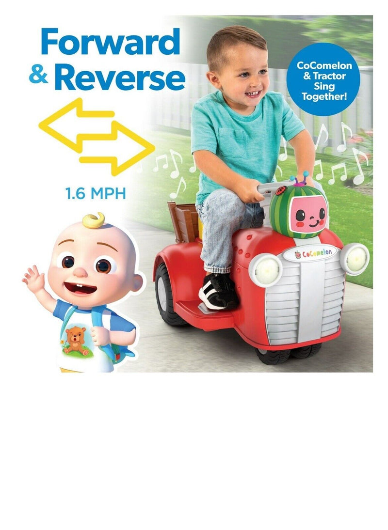 Interactive CoComelon 6V Ride-On Tractor Toy for Kids Ages 1.5-3 Years Magic Cars 2