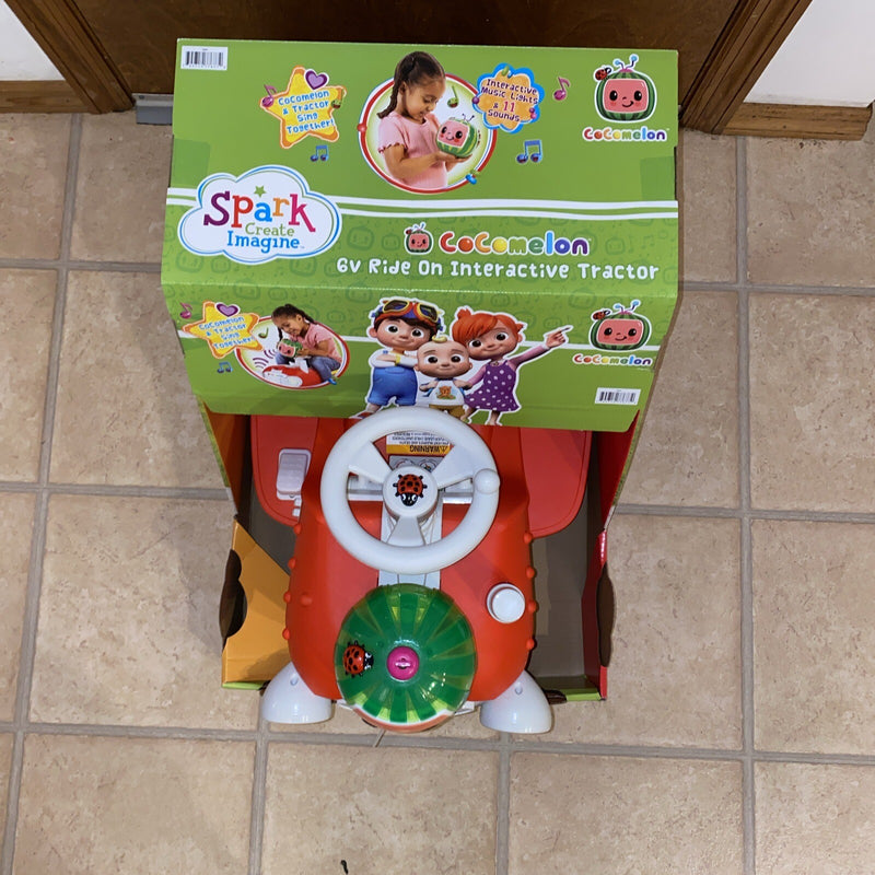 Interactive CoComelon 6V Ride-On Tractor Toy for Kids Ages 1.5-3 Years Magic Cars 1