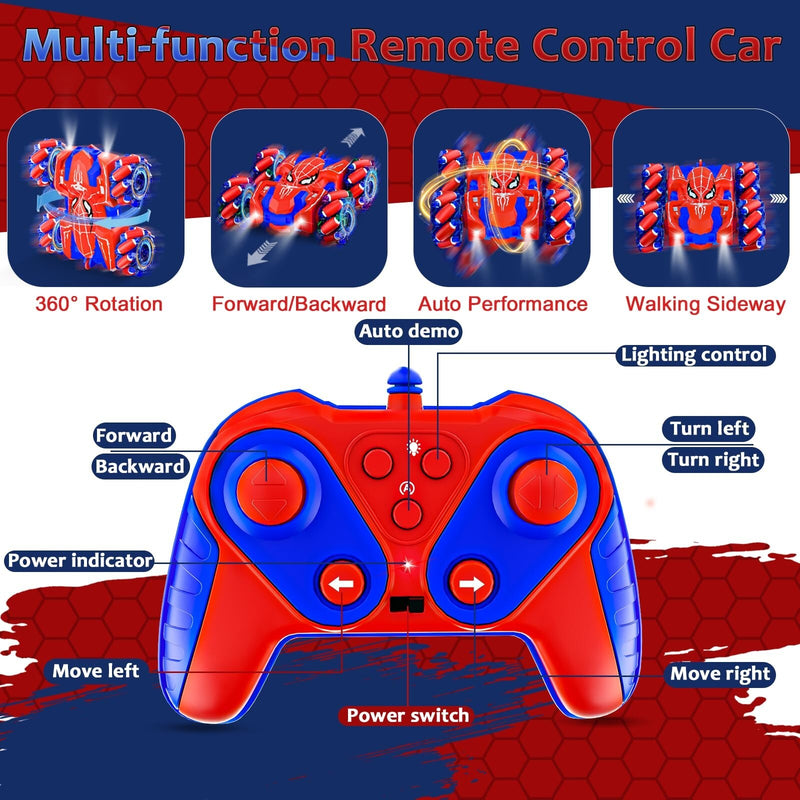 Rechargeable Spider Remote Control Car for Boys with LED Lights Magic Cars 2