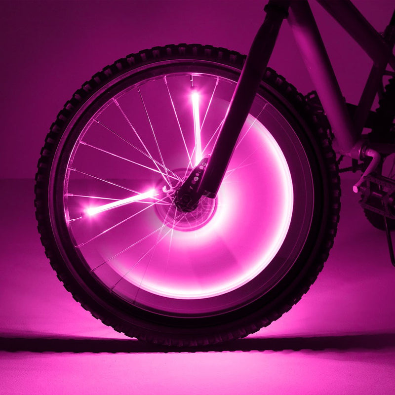 Pink Battery-Powered LED Spin Lights for Kids' Bikes and Ride-Ons Magic Cars 3