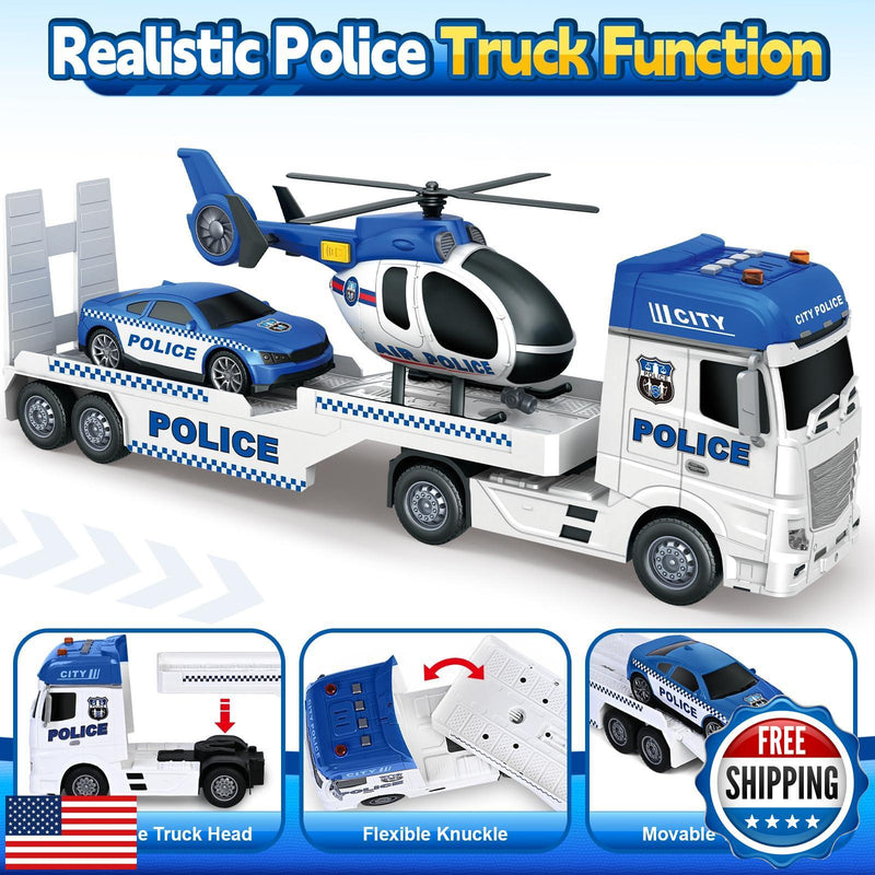25-Inch Large Police Truck Toy with Racing Car for Toddler Boys Magic Cars 1