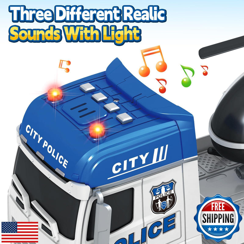 25-Inch Large Police Truck Toy with Racing Car for Toddler Boys Magic Cars 3