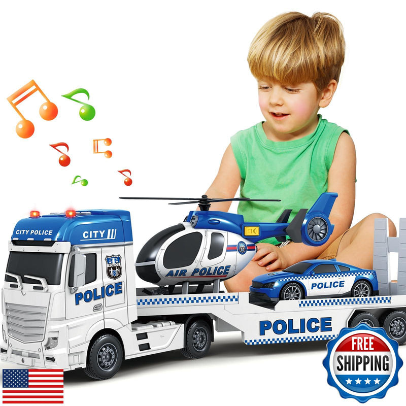 25-Inch Large Police Truck Toy with Racing Car for Toddler Boys Magic Cars Variant 0