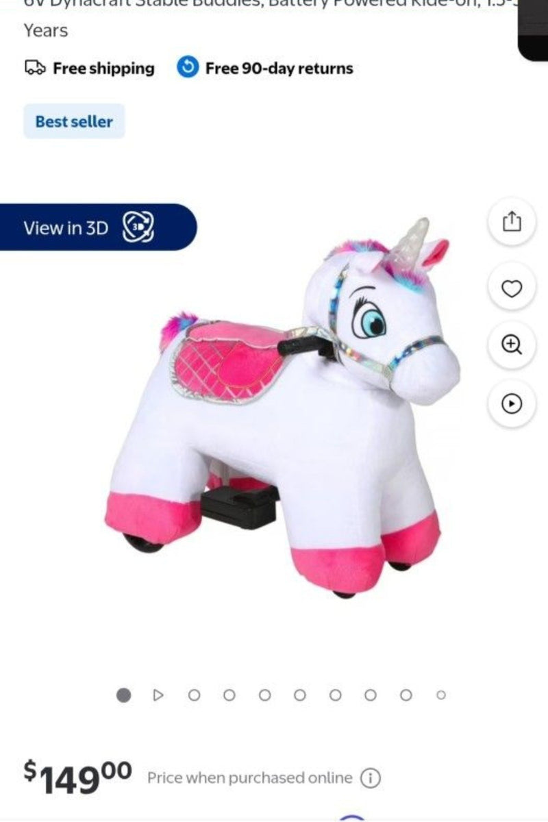 Sturdy Unicorn 6V Battery-Powered Ride-On Toy for Ages 2 and Up Magic Cars Variant 0
