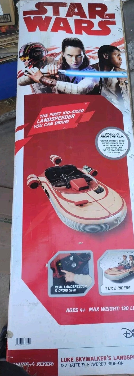 Luke Skywalker Tatooine Landspeeder 12V Kids Ride-On with Radio New Sealed Magic Cars 3