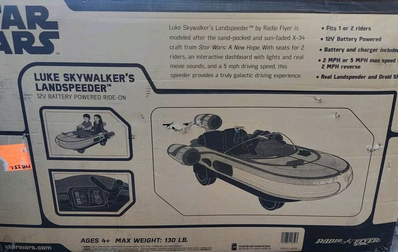 Luke Skywalker Tatooine Landspeeder 12V Kids Ride-On with Radio New Sealed Magic Cars 4