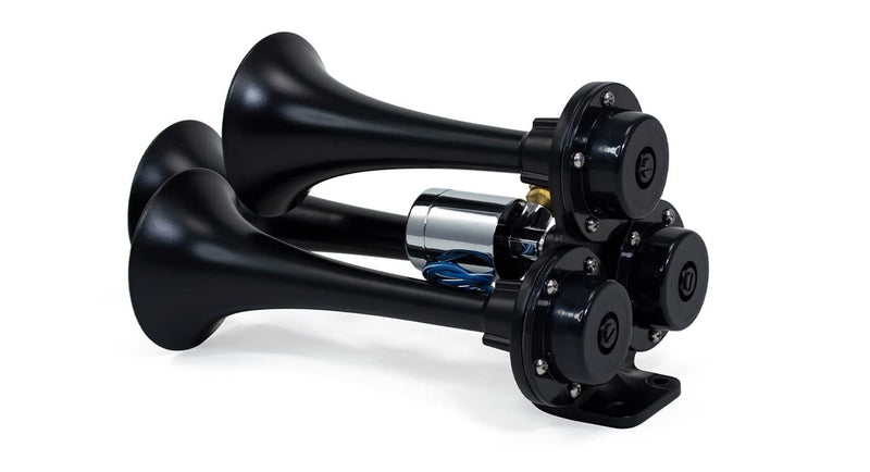 Stealth Black Caboose 12/24 Volt Air Horn with 3 Trumpets and Unique Tone Magic Cars 1