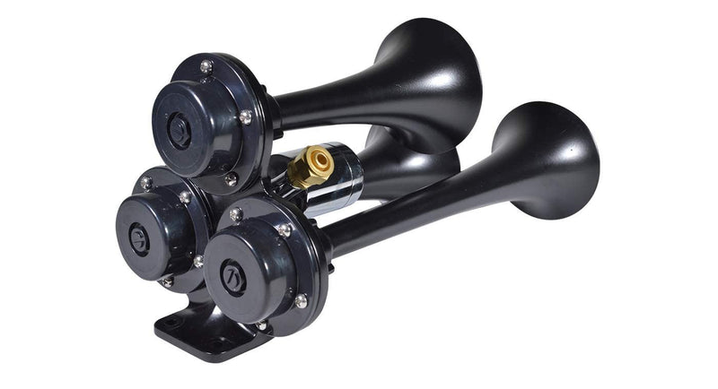 Stealth Black Caboose 12/24 Volt Air Horn with 3 Trumpets and Unique Tone Magic Cars 6
