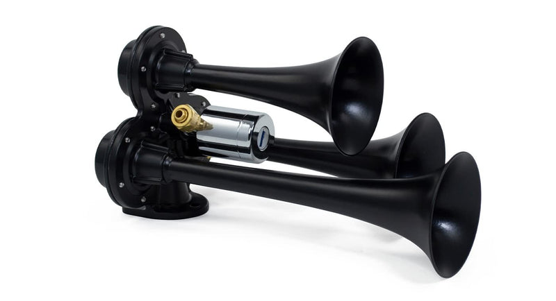 Stealth Black Caboose 12/24 Volt Air Horn with 3 Trumpets and Unique Tone Magic Cars Variant 0