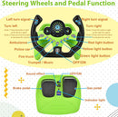 Kids' Pretend Driving Seat Toy with Steering Wheel and Pedals - Green Magic Cars 5