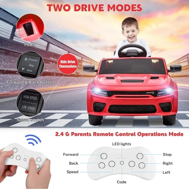 12V Licensed Dodge Charger SRT Electric Ride-On Car for Kids Magic Cars 2