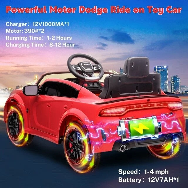 12V Licensed Dodge Charger SRT Electric Ride-On Car for Kids Magic Cars 3